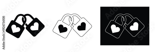 Three padlocks with hearts symbolizing love and security