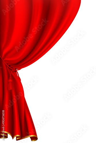 red curtain on white background