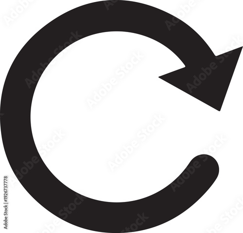 Black refresh icon vector symbol for sync application and web design interface