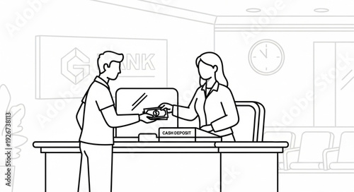 Man Handing Documents to Receptionist.