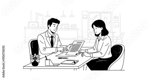 Man and Woman Working Together Office.