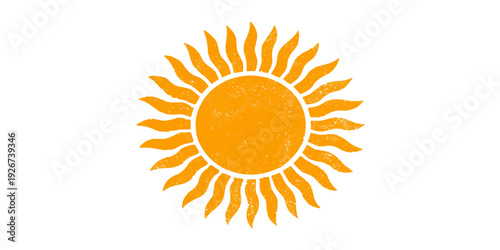 An abstract yellow and orange sun vector illustration featuring bright solar rays and a warm sunshine icon design to represent hot summer weather and natural sunlight