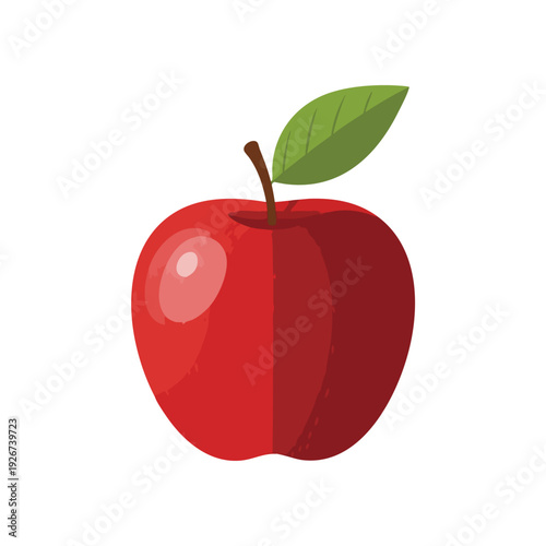 Fresh Red Apple with Green Leaf for Healthy Lifestyle and Food Illustration