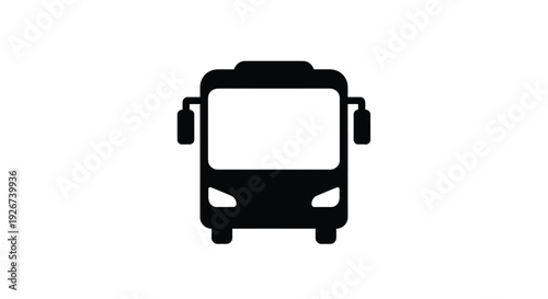 A front view of a black bus in flat silhouette