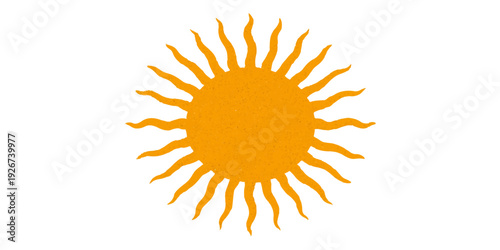 An abstract yellow sun vector illustration featuring bright orange solar rays and a warm summer light design symbol for nature and weather icons