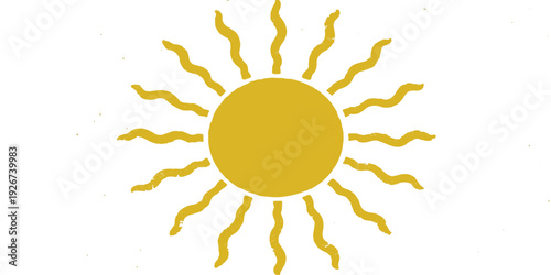 A sunny yellow sun and moon vector illustration featuring bright orange sunlight and weather icons designed as artistic summer elements in a colorful sky