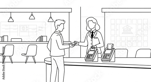 Man Making Payment at Counter.