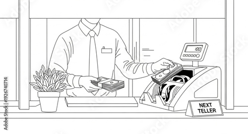 Man Interacting with Cash Register.