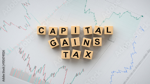 Capital Gains Tax Concept with Wooden Letter Tiles 3D render