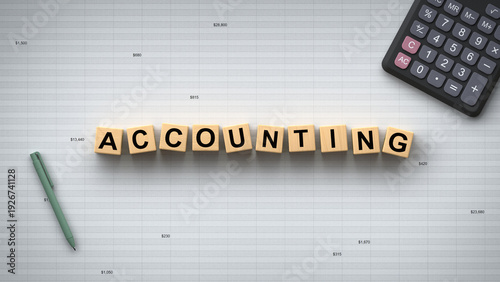 Accounting Concept with Wooden Letter Tiles 3D render