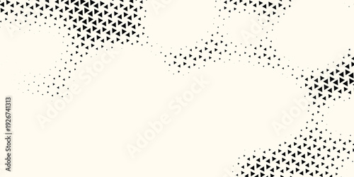 Triangle Shapes Vector Abstract Geometric Technology Background. Radial Composition Halftone Frame Triangular Retro Simple Pattern. Minimal Style Dynamic Tech Wallpaper