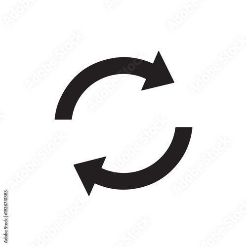 Black refresh icon vector symbol for sync application and web design interface