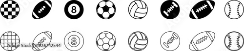 Sports balls icon set. Vector illustration.