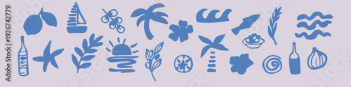 Flat vector abstract mediterranean elements.
