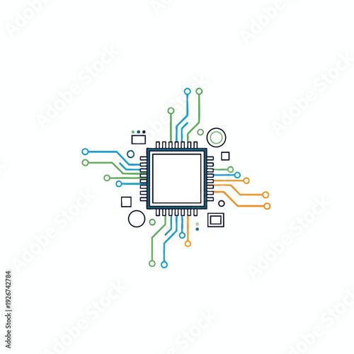 Futuristic Circuit Board Illustration for Technology and Innovation Concept