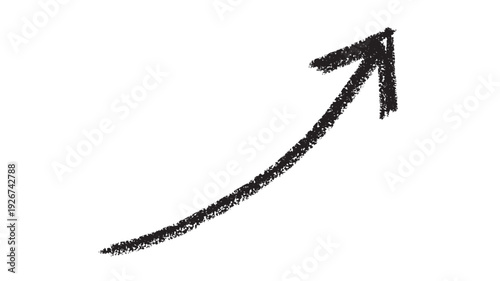 Arrow up hand drawn doodle icon showing growth trend, increase and progress direction isolated on white background featuring upward, rising, uptrend with success and improvement elements for chart,