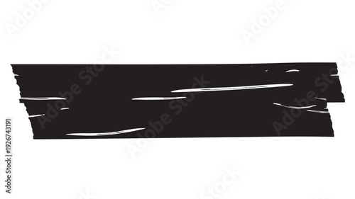 Black paint brush stroke banner with rough edges and white streaks, abstract grunge texture for design and copy space featuring smear, distressed, handmade with artistic and minimal elements for