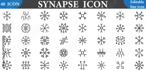Synapse icon set with various neuron graphics  for biology and medical concepts