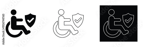 Accessible person icon with shield protection symbol
