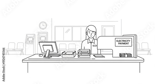Man Sitting at Office Desk.