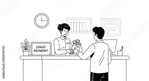 Man Receiving Flowers at Counter.