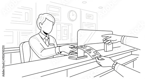 Man Receiving Envelope at Desk.