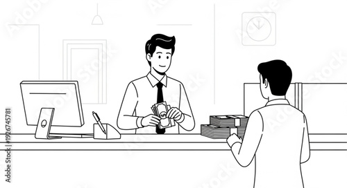 Man Receiving Money from Clerk.