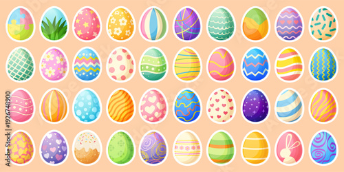 Vector image of painted Easter eggs in honor of the bright spring holiday of Easter. Element for your design.