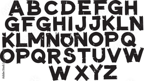 Distressed Grunge Alphabet Font Textured Design Letters with vector illustration