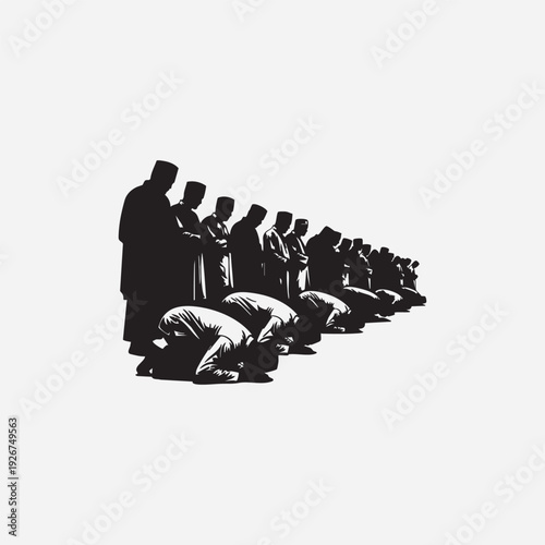 Minimalist black and white vector illustration of two young boys sitting cross-legged, reading a book together. Clean line art, solid silhouettes, flat design, isolated on light grey background.