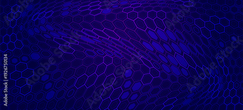 Blue Hexagon Pattern. Abstract Medical Chemical Tech Background. Hexagonal Pattern for Hi-Tech Science Design. Cyber Hexagon 3D Grid Sci-Fi Game Backdrop. Vector Illustration.