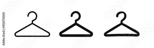Clothes Hanger Icon Set - Wardrobe and Laundry Accessories for Fashion and Storage.