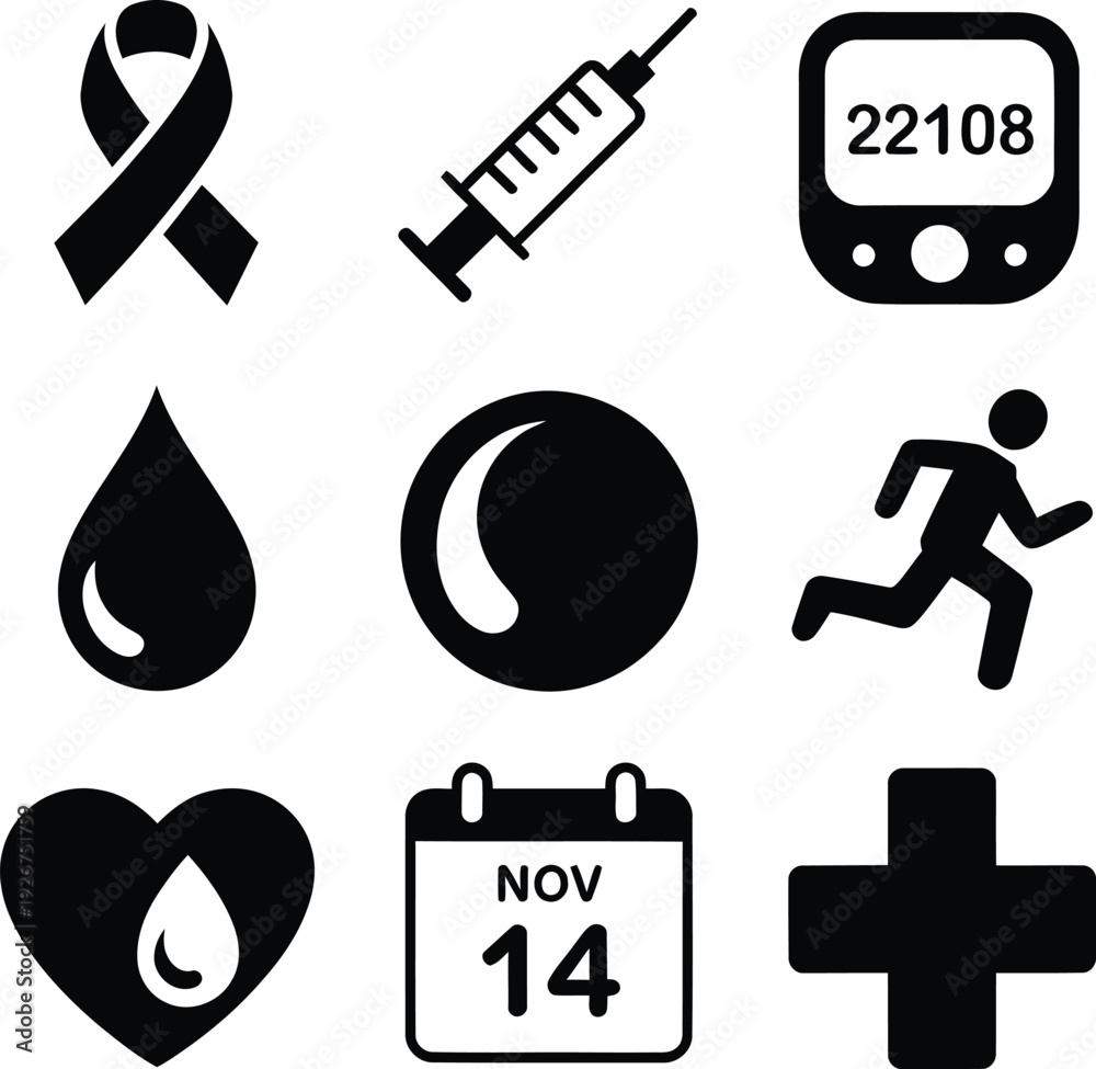 Fototapeta premium World Diabetes Day Icons