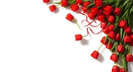 Happy mother's day wishes with beautiful red tulips bouquet for mom