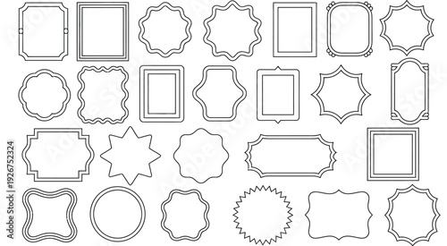 Hand Drawn Wavy Borders and Decorative Shape Frames Vector