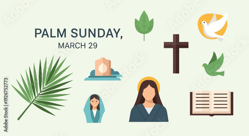 Palm Sunday celebration with symbolic Christian elements