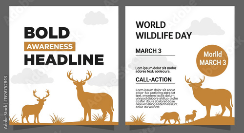 World Wildlife Day poster template with deer and call to action