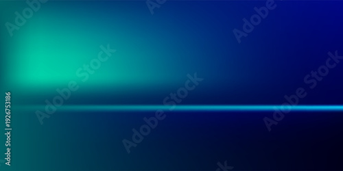 Blue green gradient studio room, abstract background pattern, walls and floor reflect neon lights, dark tones and feel speed of digital technology connected. Future technology.