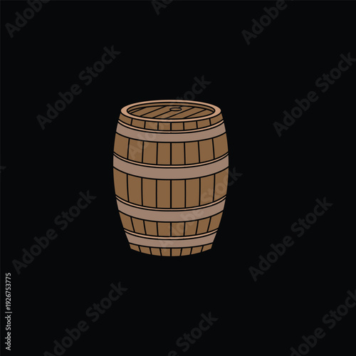 Traditional Wooden Barrel Illustration With Brown Color