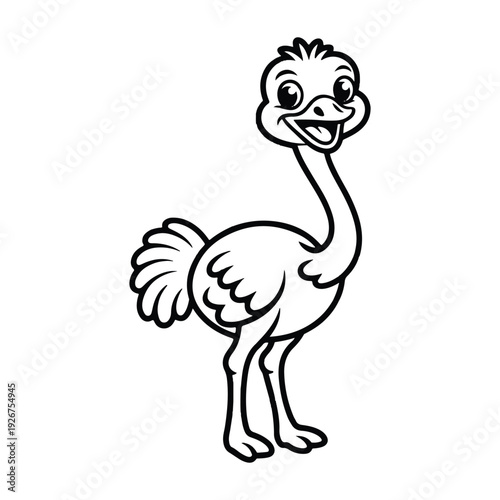 hand drawn vector illustration of an ostrich
