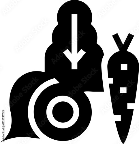 raw food black glyph icon for digital and print projects.