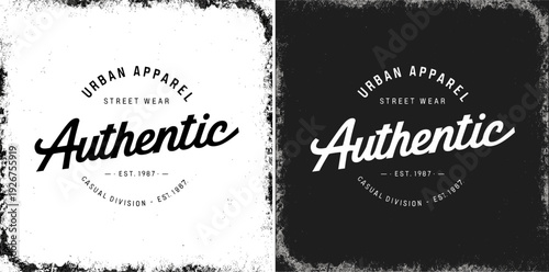 WebAuthentic Urban Apparel Streetwear Vintage Badge Logo with Grunge Texture Flat Illustration