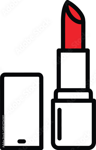A simple illustration of a red lipstick with its cap off