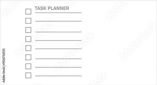 A minimalist white task planner template with checkboxes and lines for organizing daily activities and to-do lists.