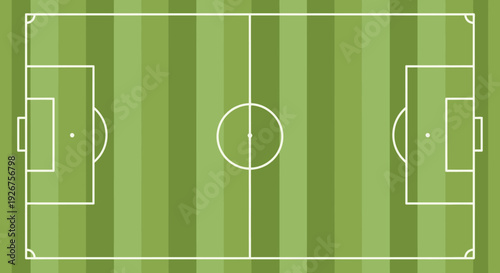 Green Soccer Football Field Pitch Top View with White Markings