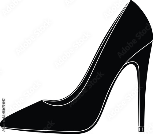 High heeled black stiletto pump shoe for women