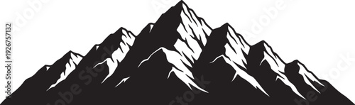 Rocky Mountain range silhouette black and white minimalist peak landscape illustration