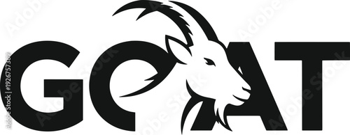 GOAT text logo with goat head as letter O