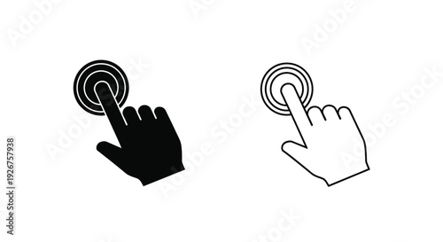 Two hands pressing buttons one dark and one light silhouette