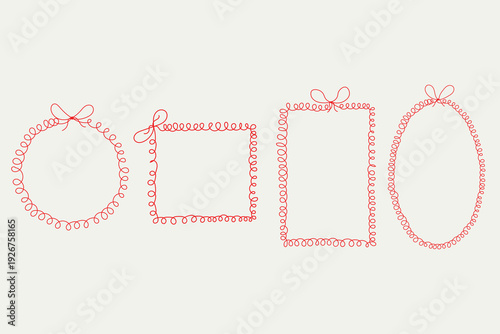 Set of ornate curly decorative frames in vintage outline style.